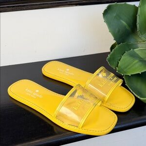 Kate Spade New York Peyton Clear Slides size 8B yellow jelly sandal pool beach